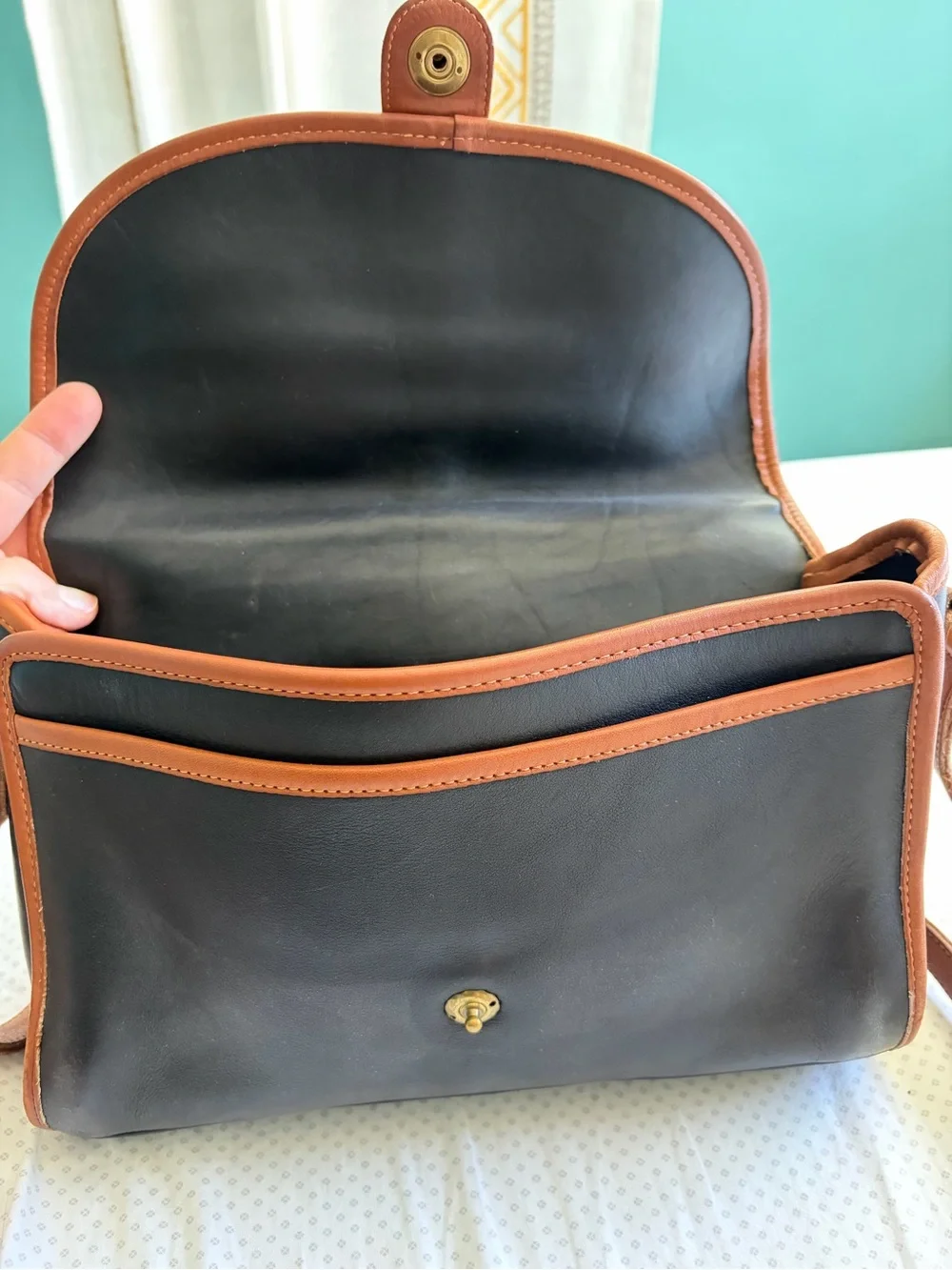 Coach Spectator Black Leather Interior Crossbody with Brown Trim